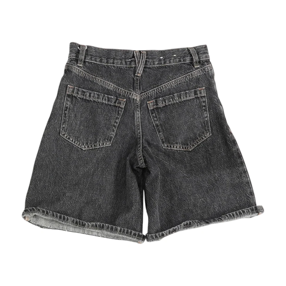 Black Solid Denim Shorts - Image 2