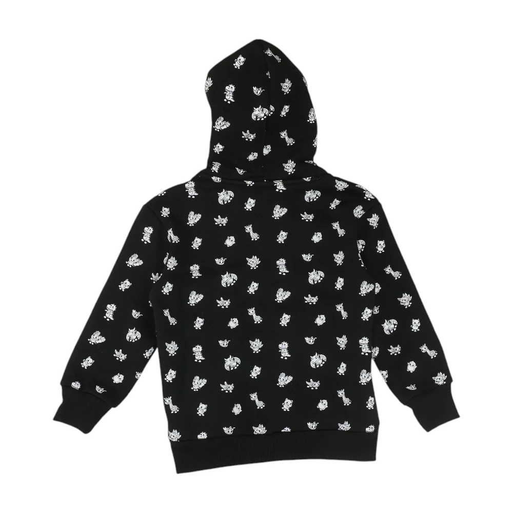 Black Print Hoodie Pullover - Image 2