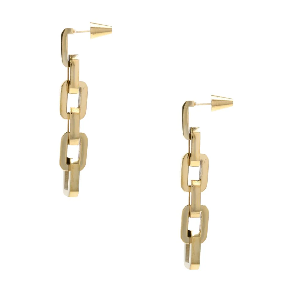 Gold Plated Supra Link Drop Earrings - Image 2