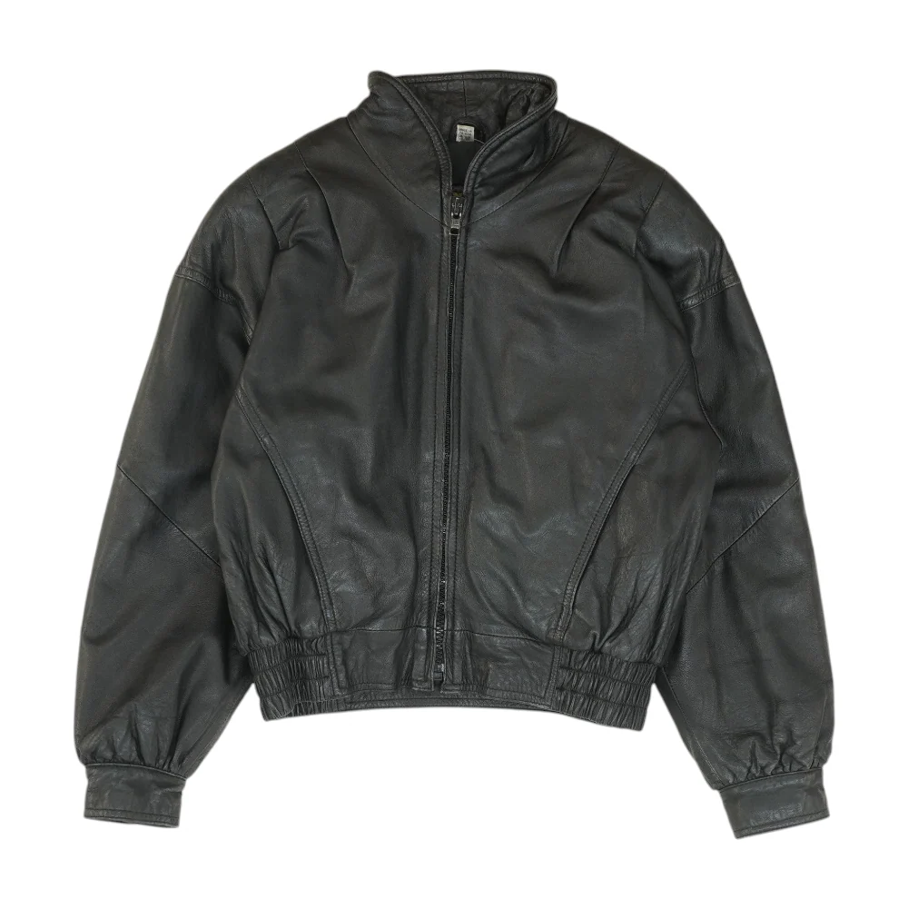Black Solid Leather Jacket