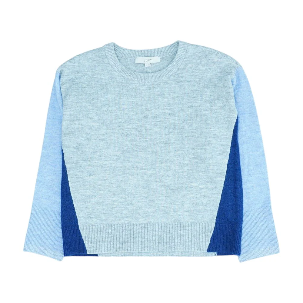 Gray Color Block Crewneck Sweater