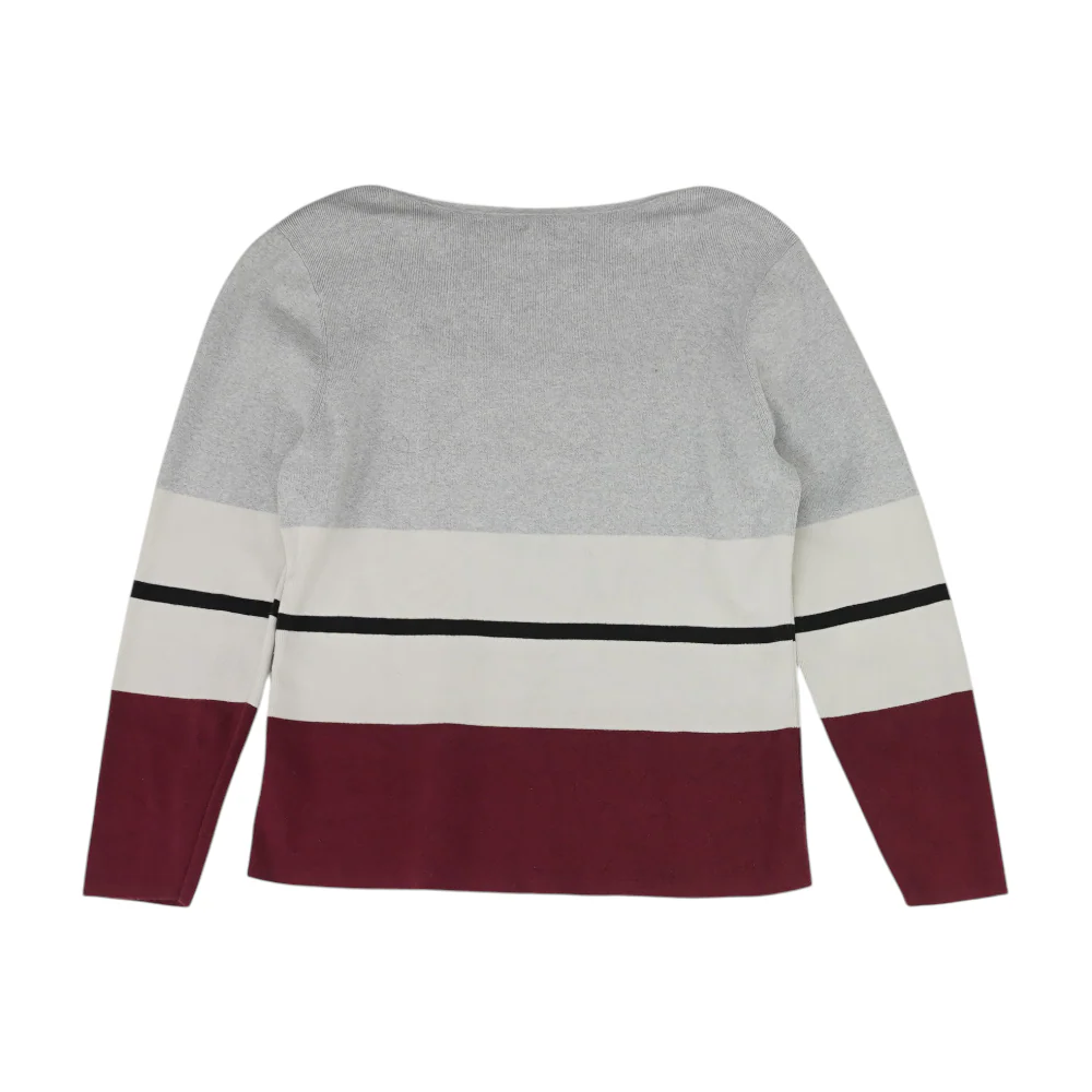 Gray Color Block Pullover Sweater - Image 2