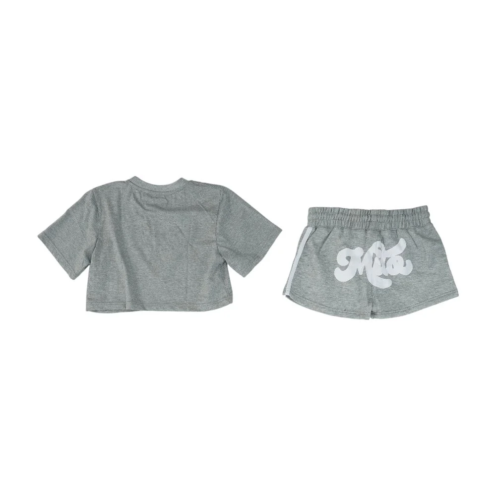 Gray Crewneck T-Shirt and Shorts Set - Image 2