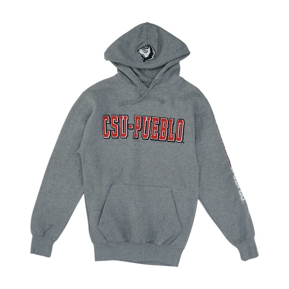 Gray Embroidery Detail Hoodie Pullover