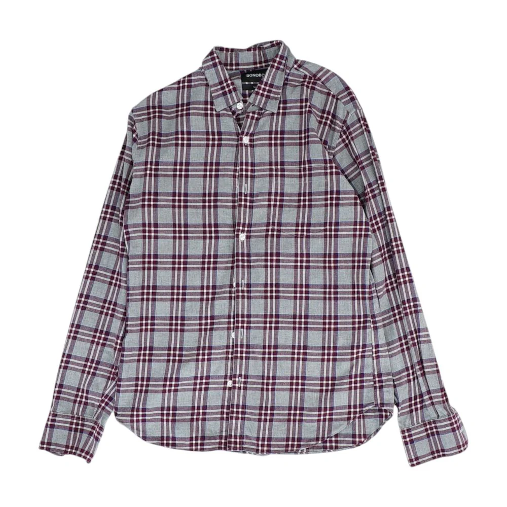 Gray Plaid Long Sleeve Button Down
