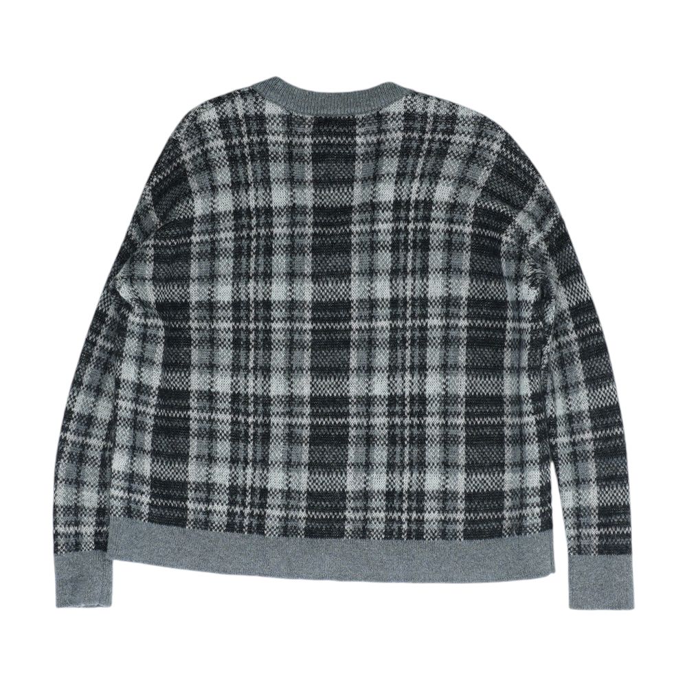Gray Plaid V-Neck Sweater - Image 2