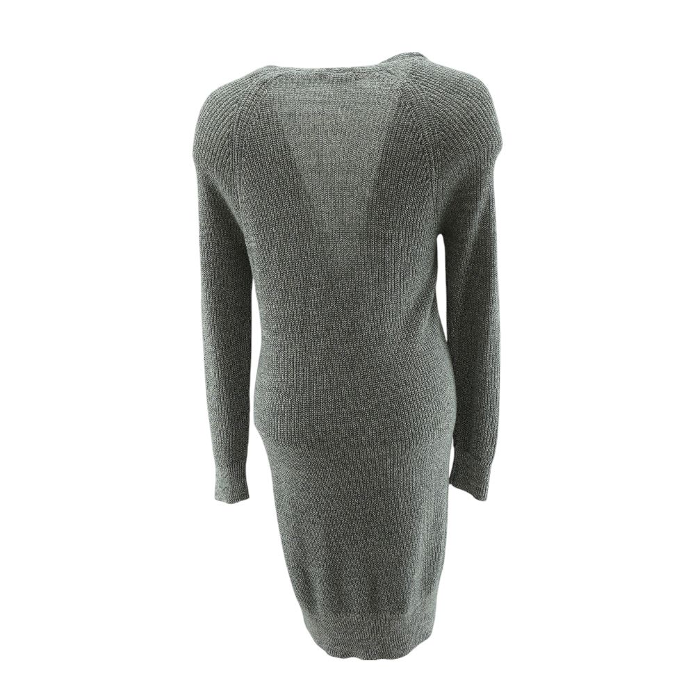 Gray Solid Cardigan Sweater - Image 2