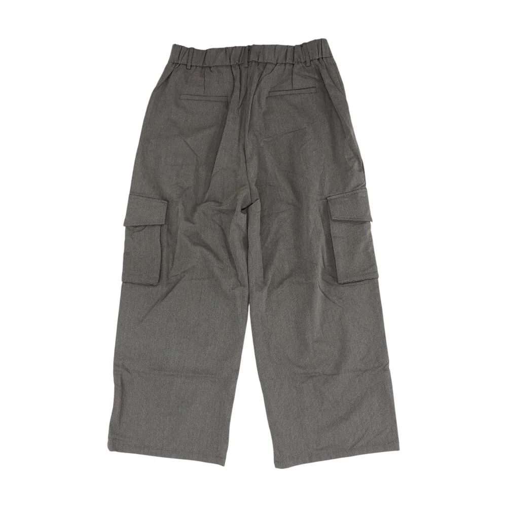 Gray Solid Cargo Pants - Image 2