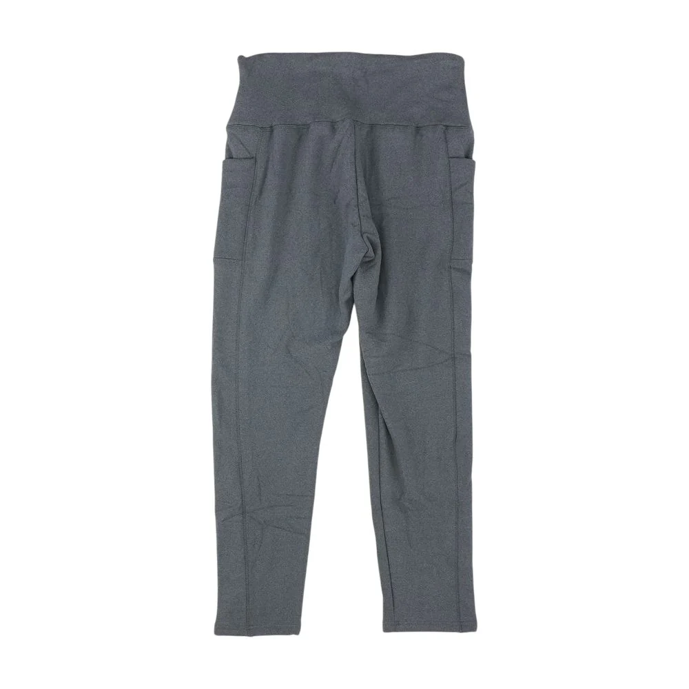 Gray Solid Fleece Lined Leggings - Image 2