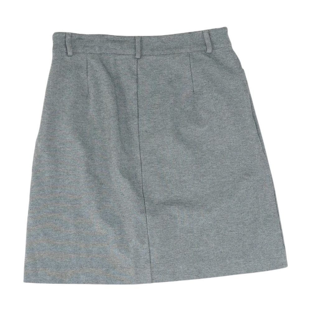 Gray Solid Midi Skirt - Image 2