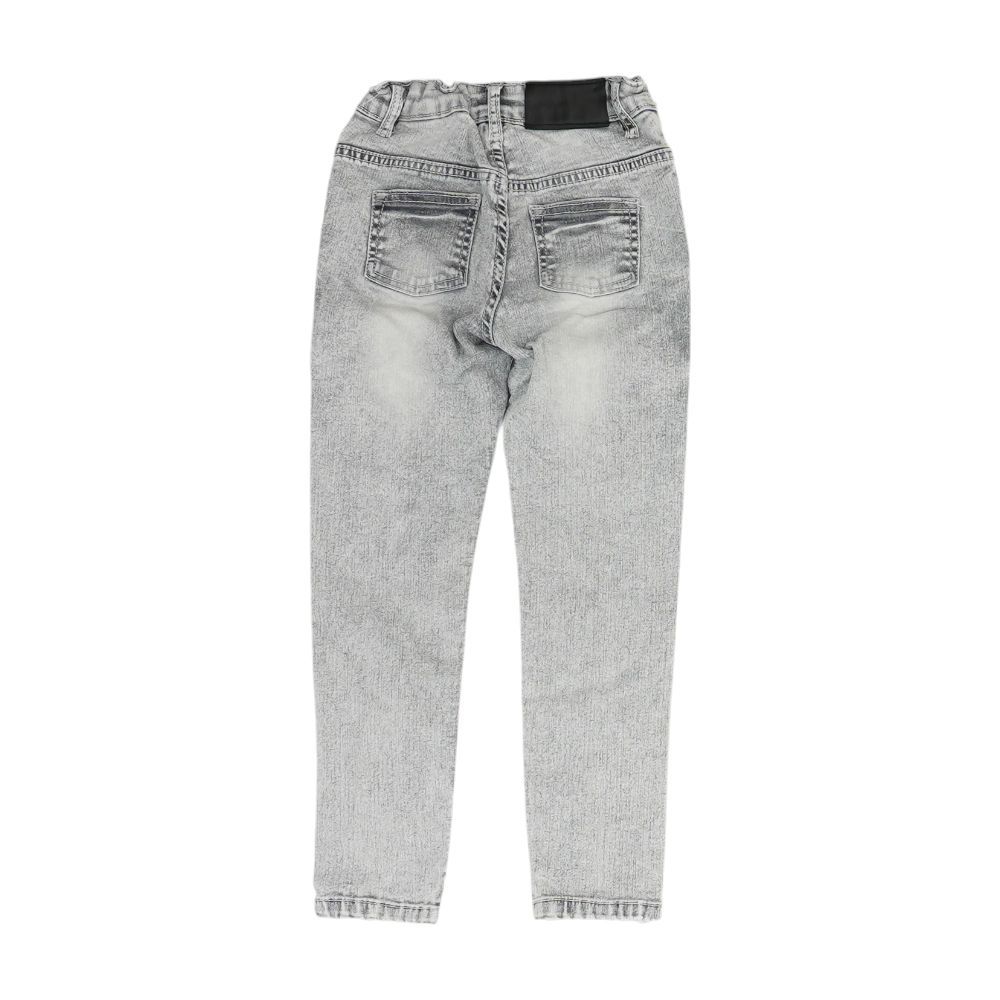 Gray Solid Tapered Jeans - Image 2