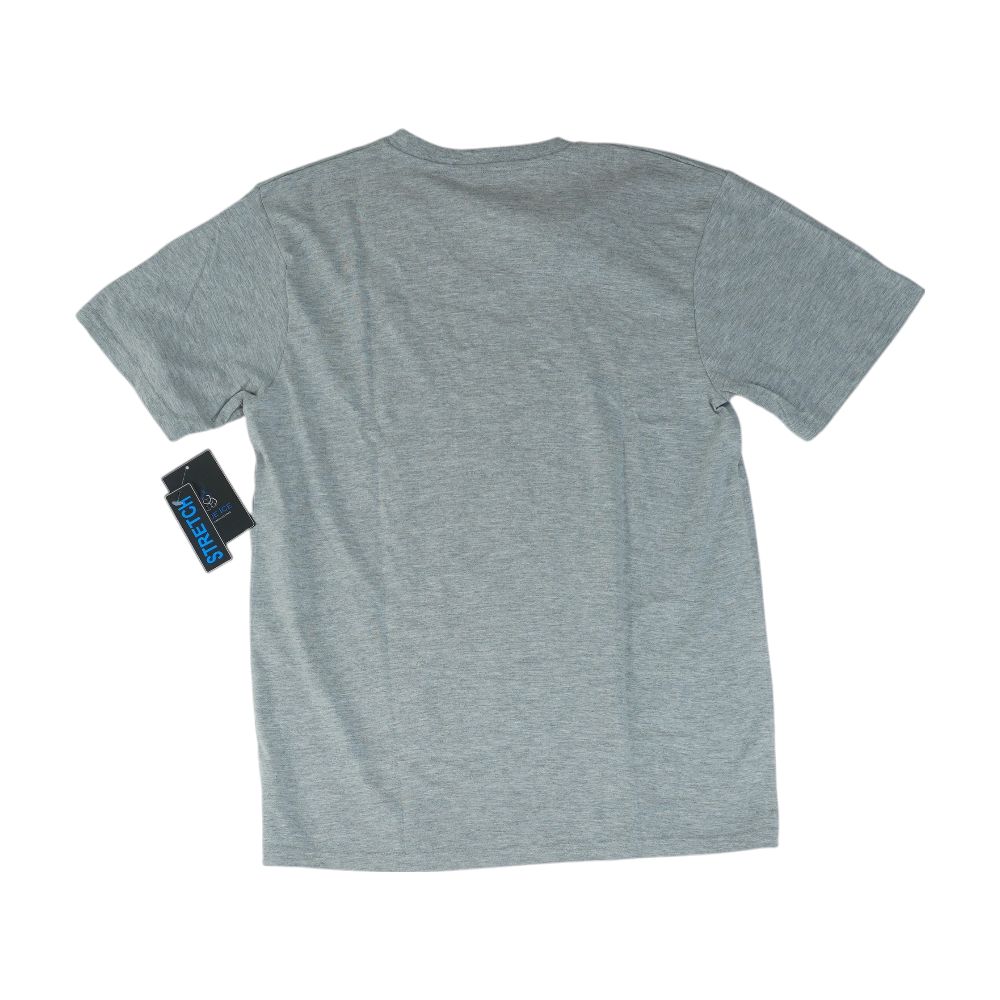 Gray Solid V Neck T-Shirt - Image 2