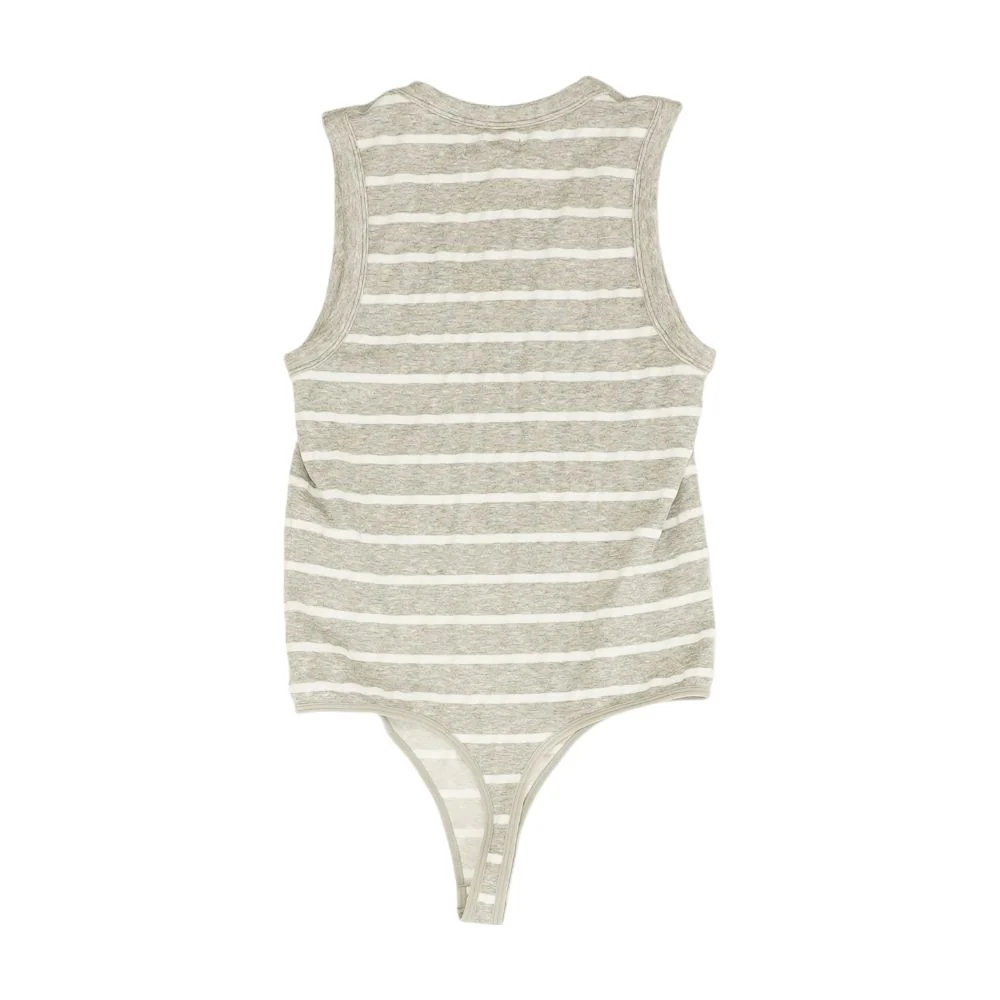 Gray Striped Bodysuit Knit Top - Image 2