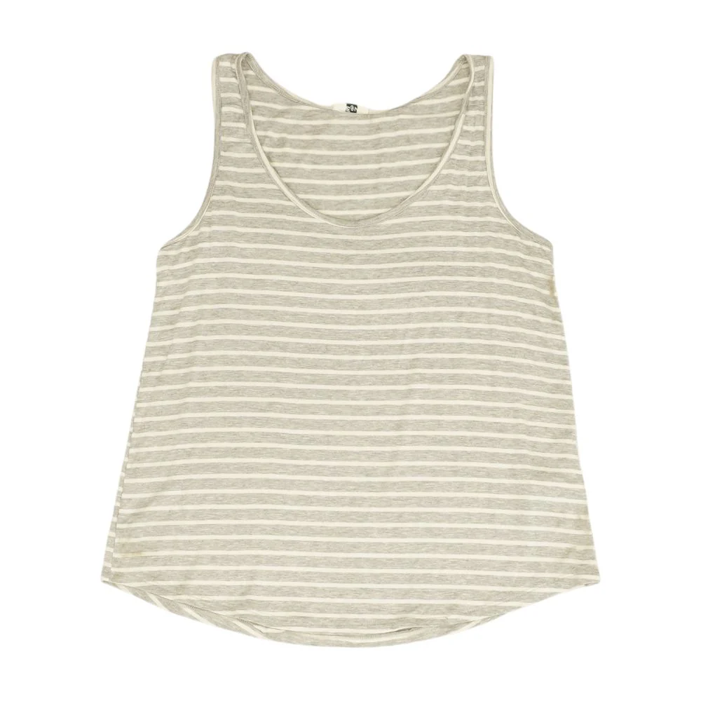 Gray Striped Sleeveless Blouse