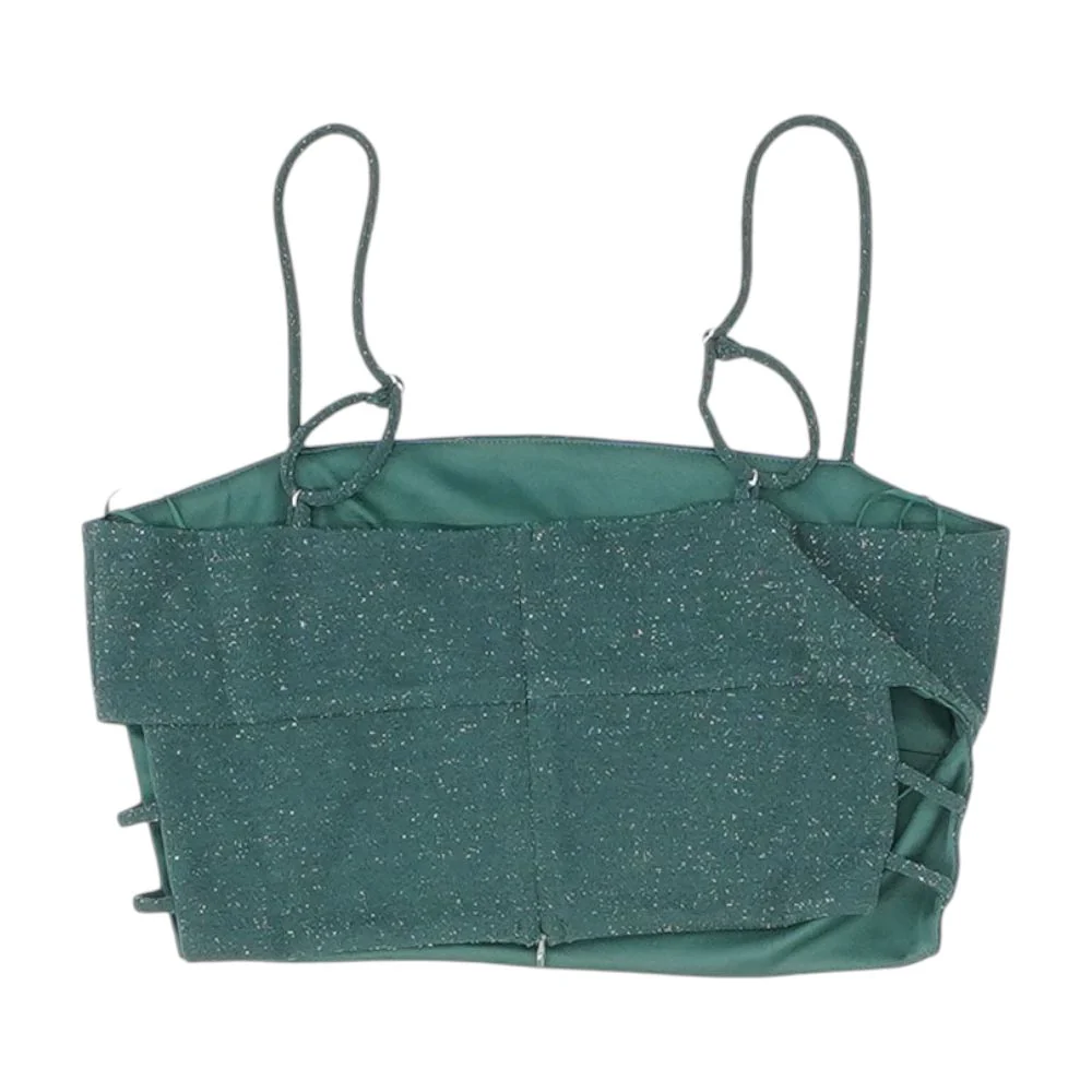 Green Misc. Cropped Knit Top - Image 2