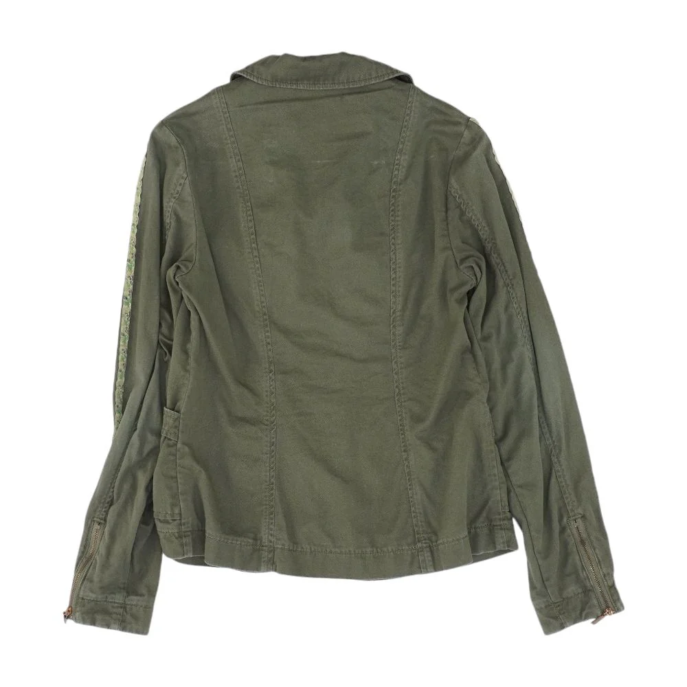 Green Solid Denim Jacket - Image 2