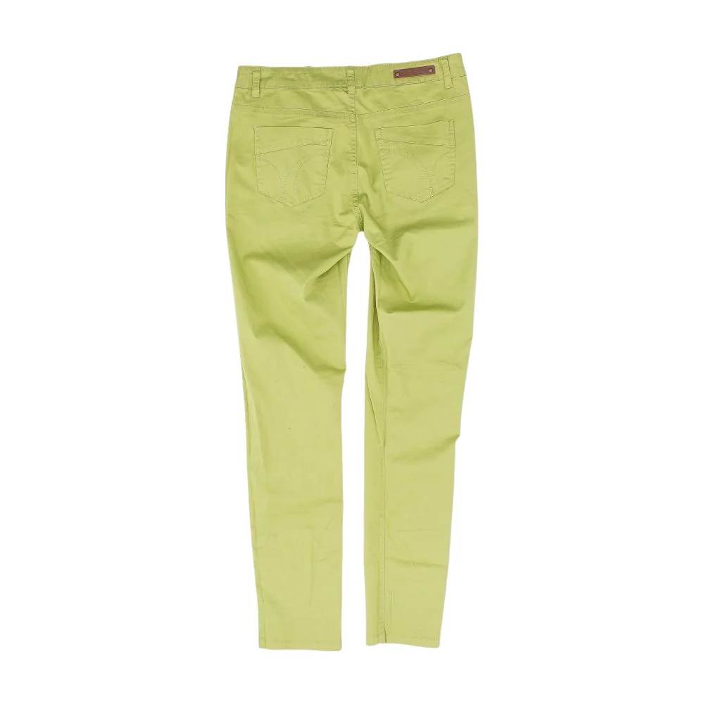 Green Solid Five Pocket Pants - Image 2