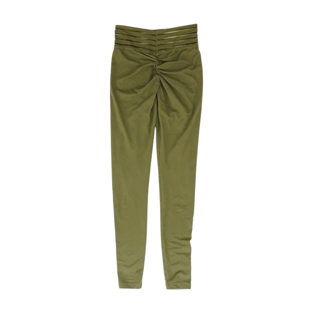 Green Solid Leggings - Image 2