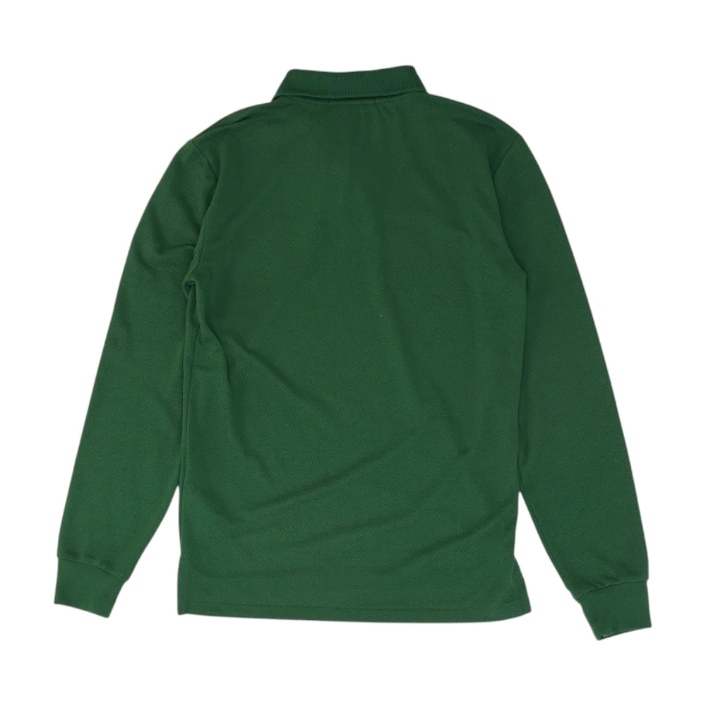 Green Solid Long Sleeve Polo - Image 2