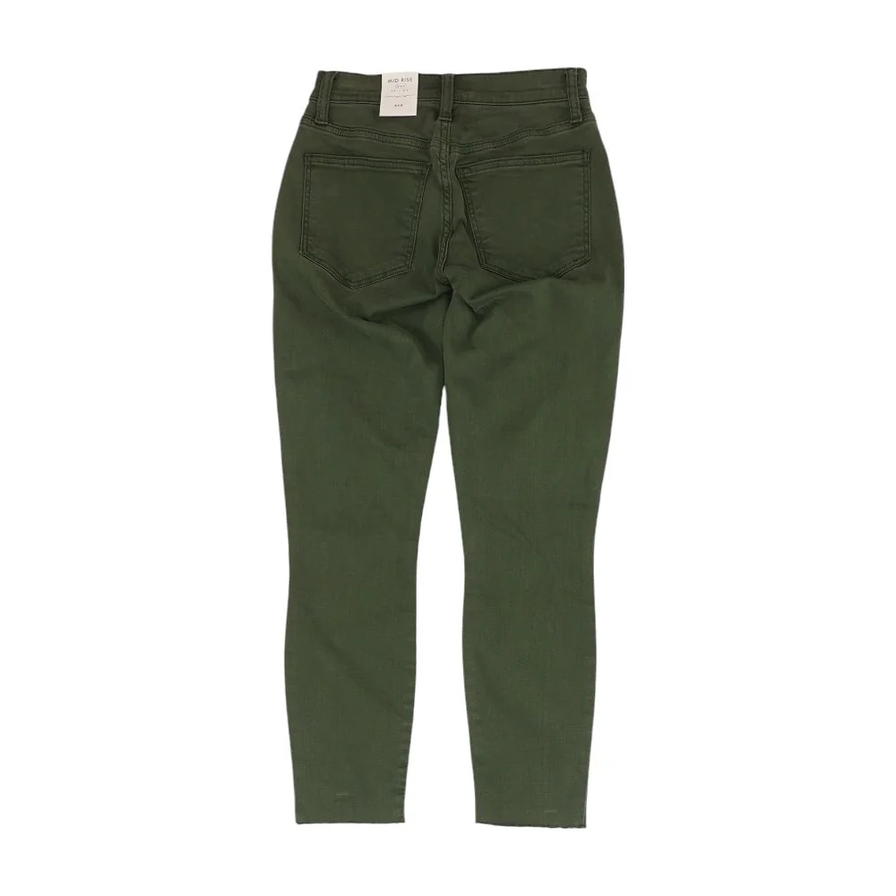Green Solid Mid Rise Jeans - Image 2
