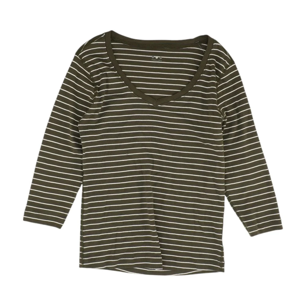 Green Striped V Neck T-Shirt - Image 2