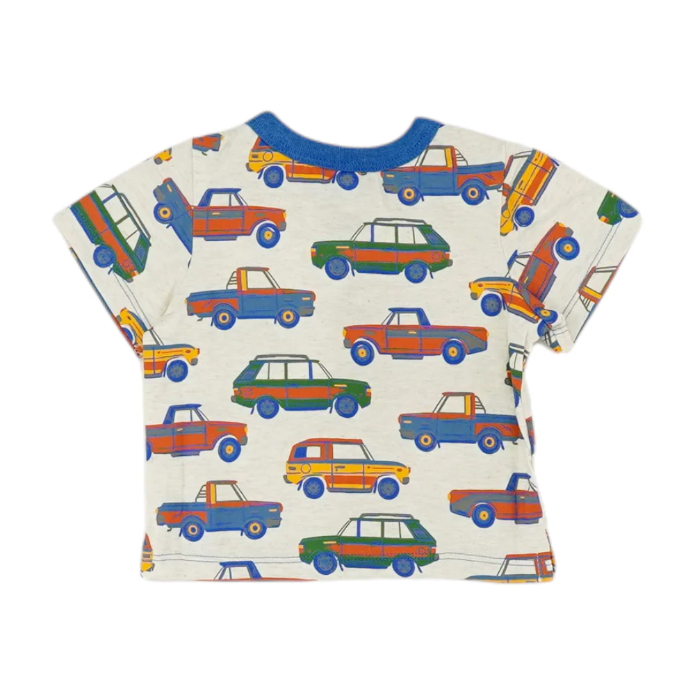 Beige Print Henley T-Shirt - Image 2