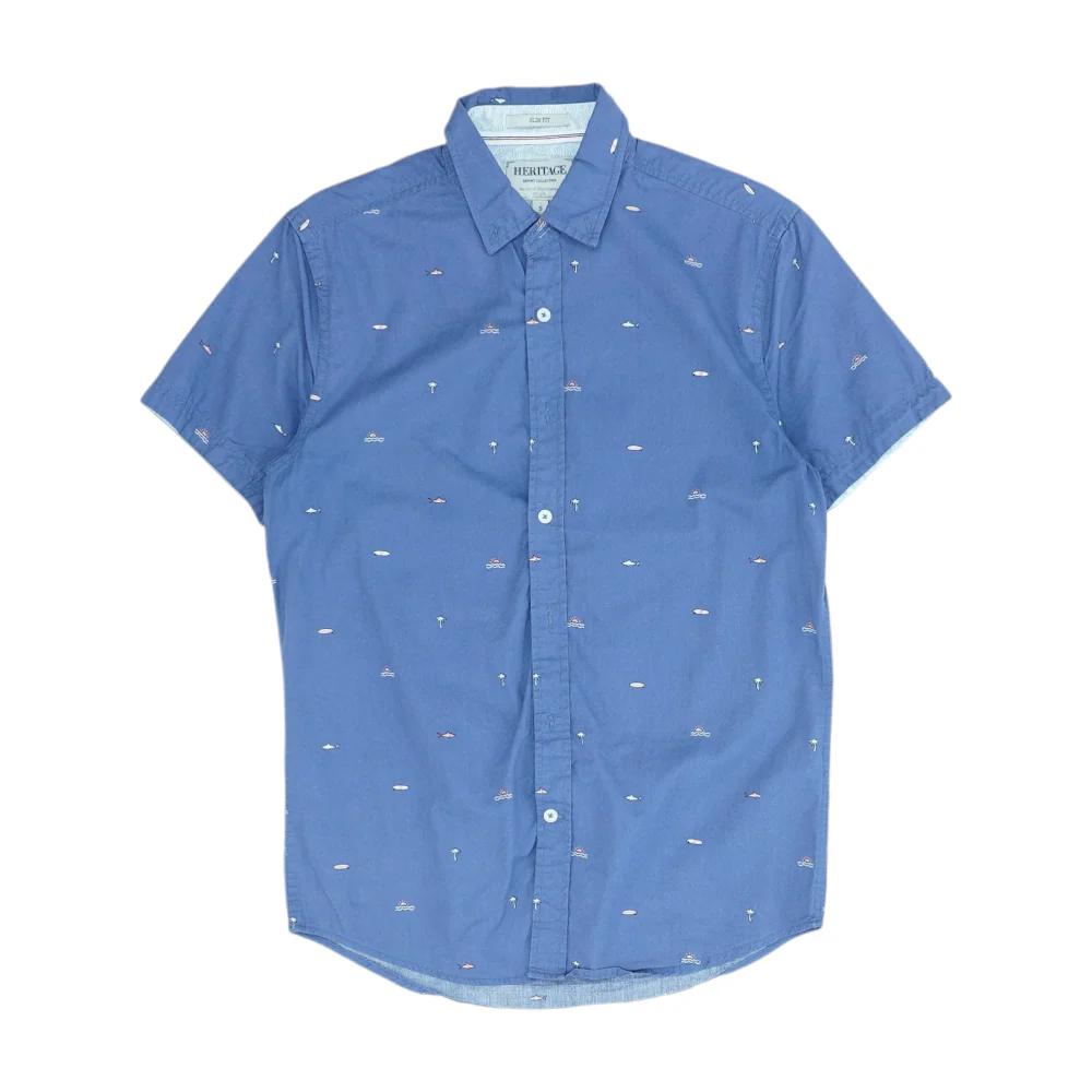 Blue Print Short Sleeve Button Down