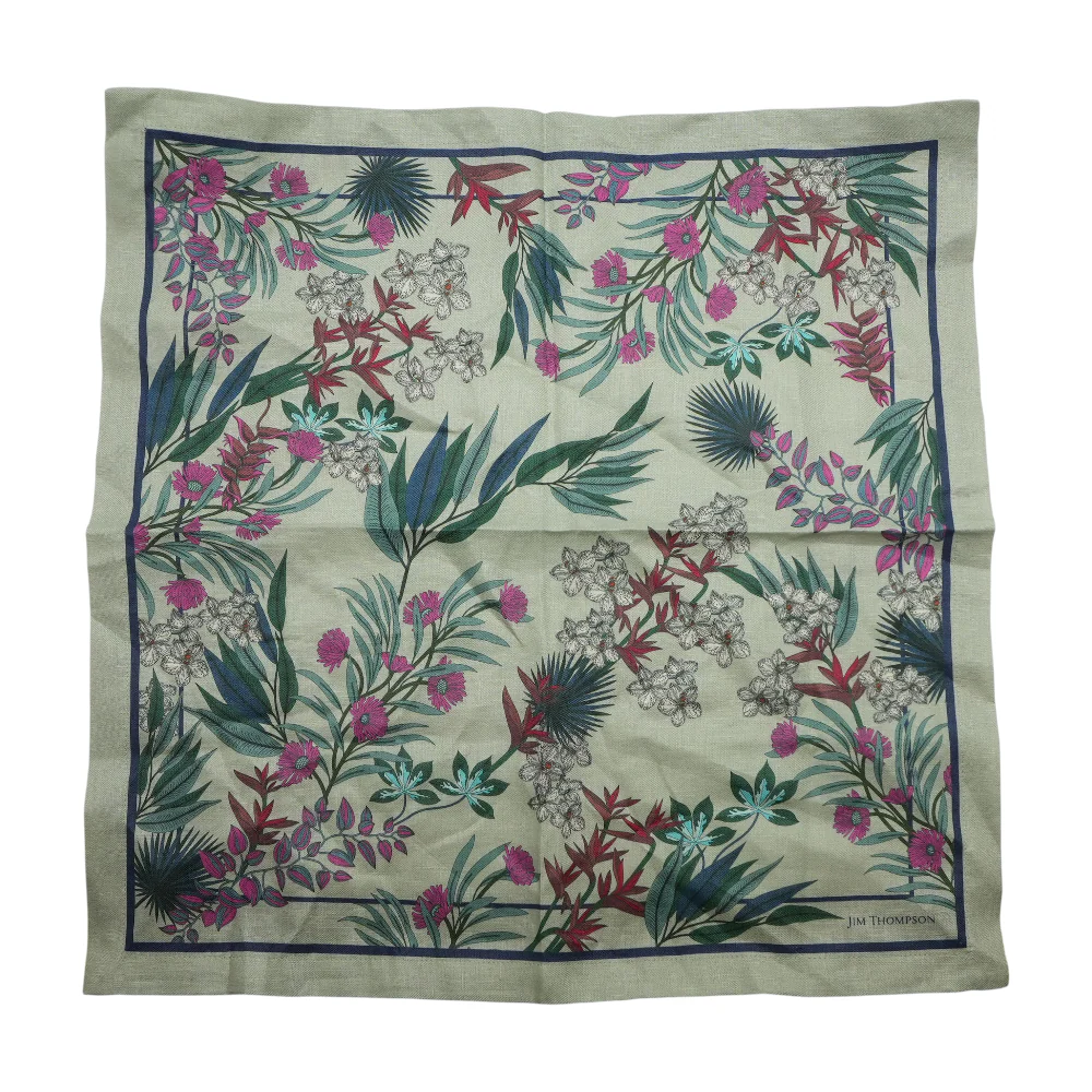 Green Floral 100%Linen Napkin - Image 2