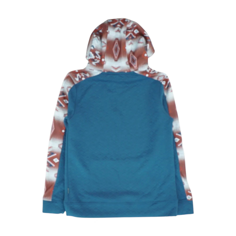 Teal Color Block Hoodie Pullover - Image 2