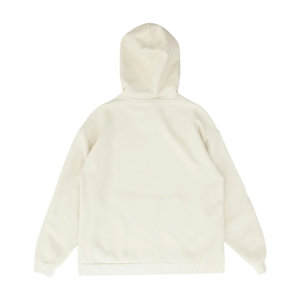 Beige Solid Hoodie Pullover - Image 2