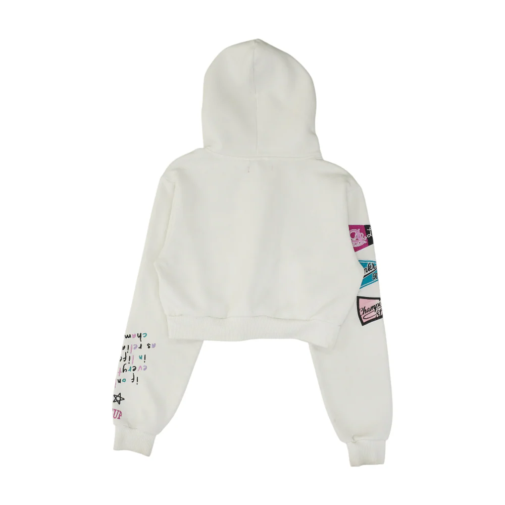 White Graphic Hoodie Pullover - Image 2