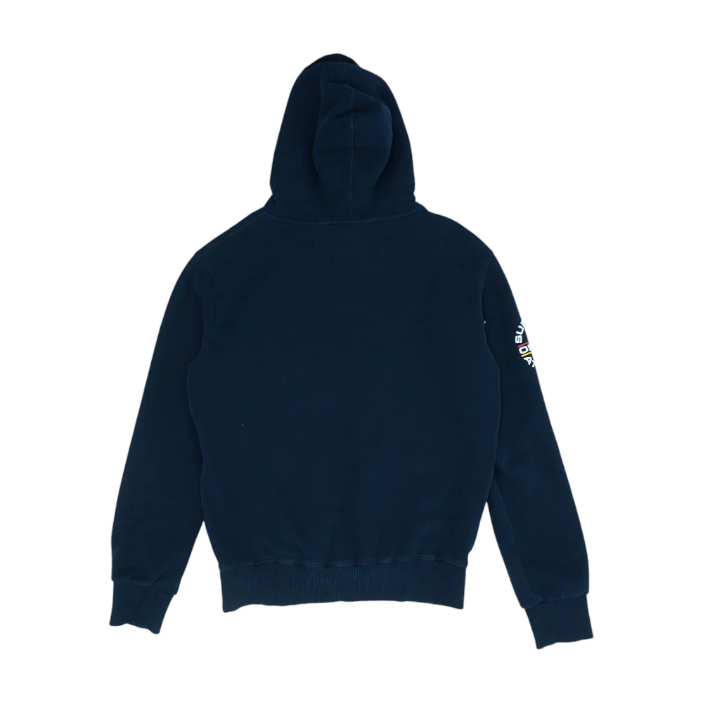 Navy Color Block Hoodie Pullover - Image 2
