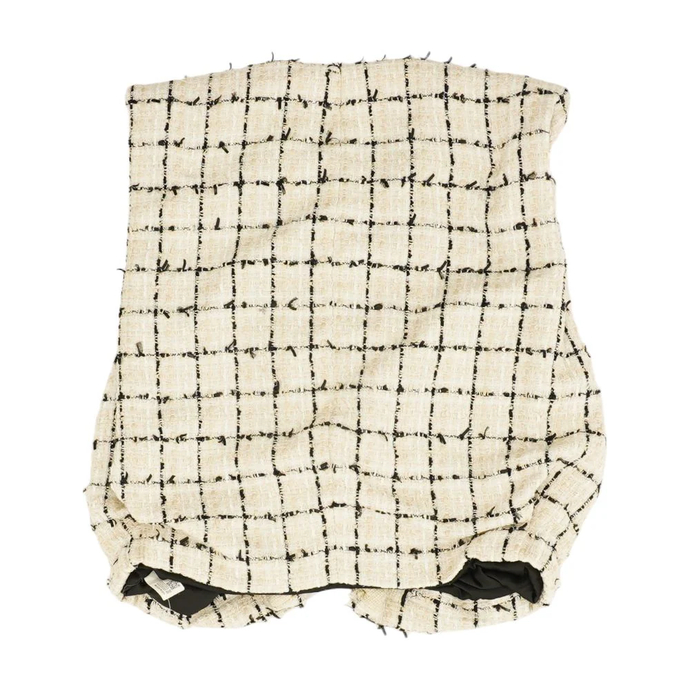 Ivory Plaid Sleeveless Blouse - Image 2