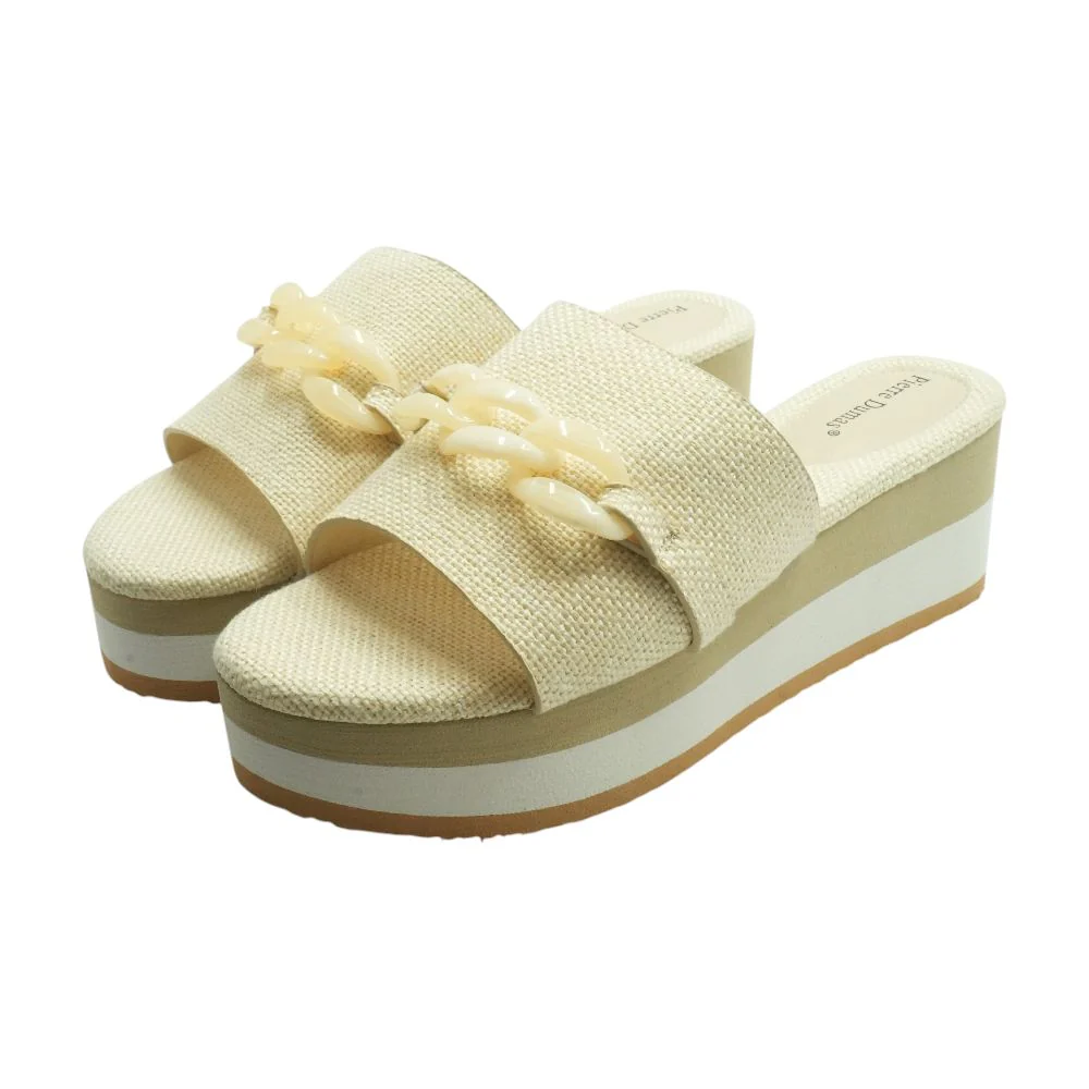 Ivory Wedged Sandals