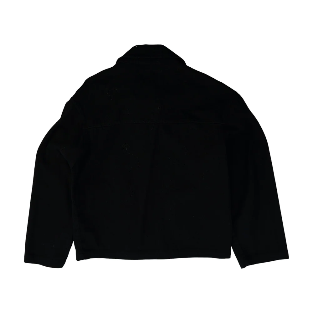 Black Solid Denim Jacket - Image 2