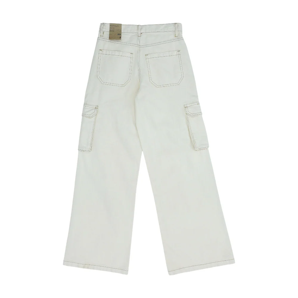 Beige Wide Leg Jeans - Image 2