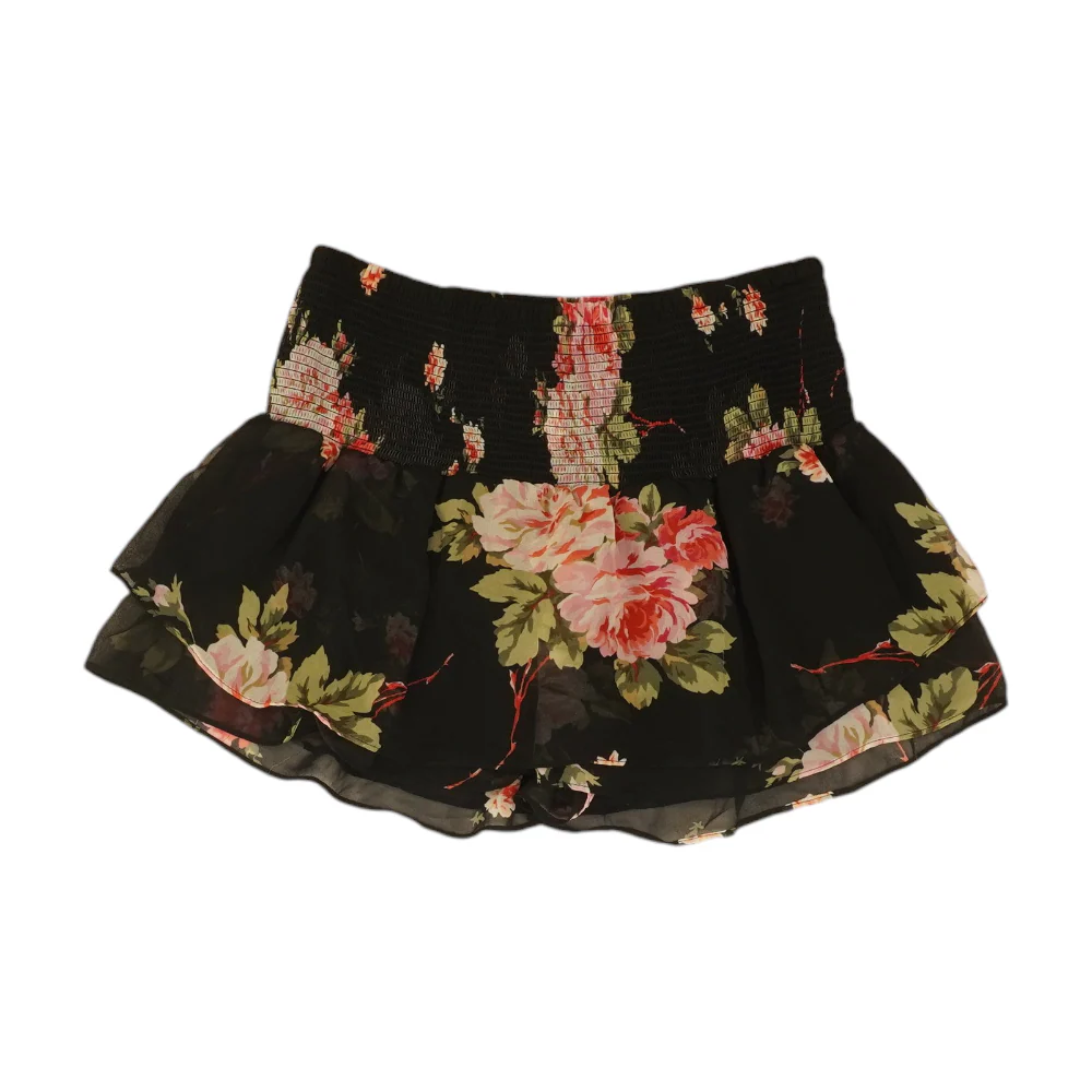 Black Floral Knit Shorts - Image 2