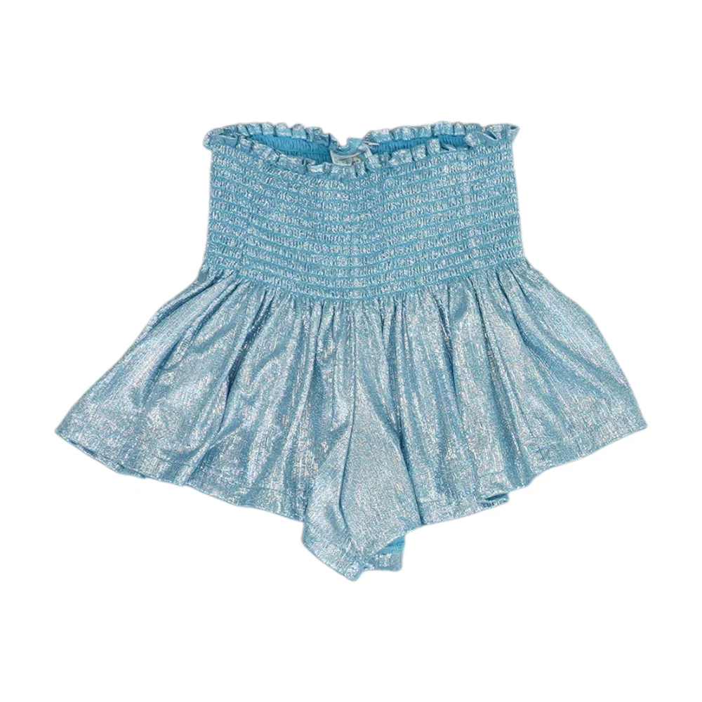 Blue Solid Knit Shorts