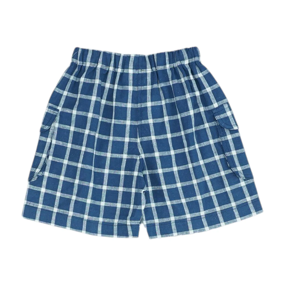 Blue Check Knit Shorts - Image 2