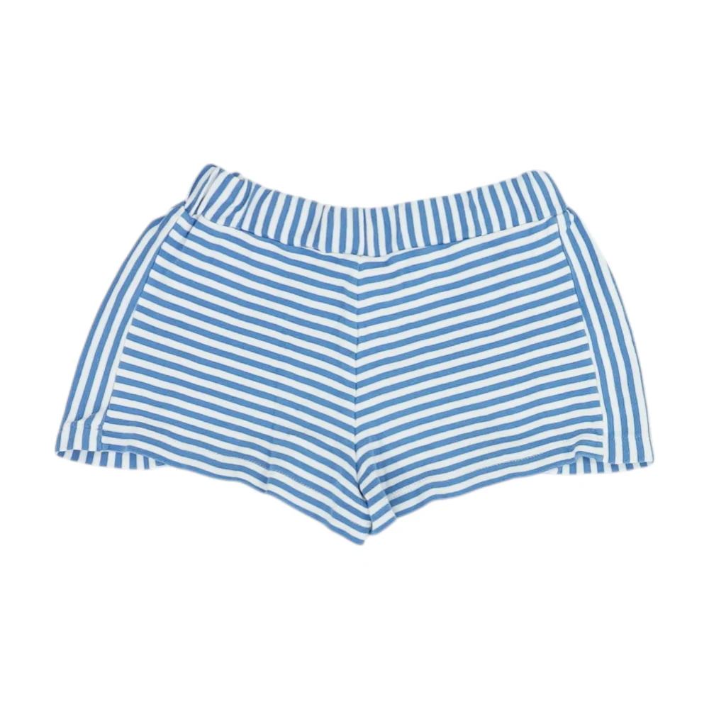 Blue Striped Knit Shorts - Image 2