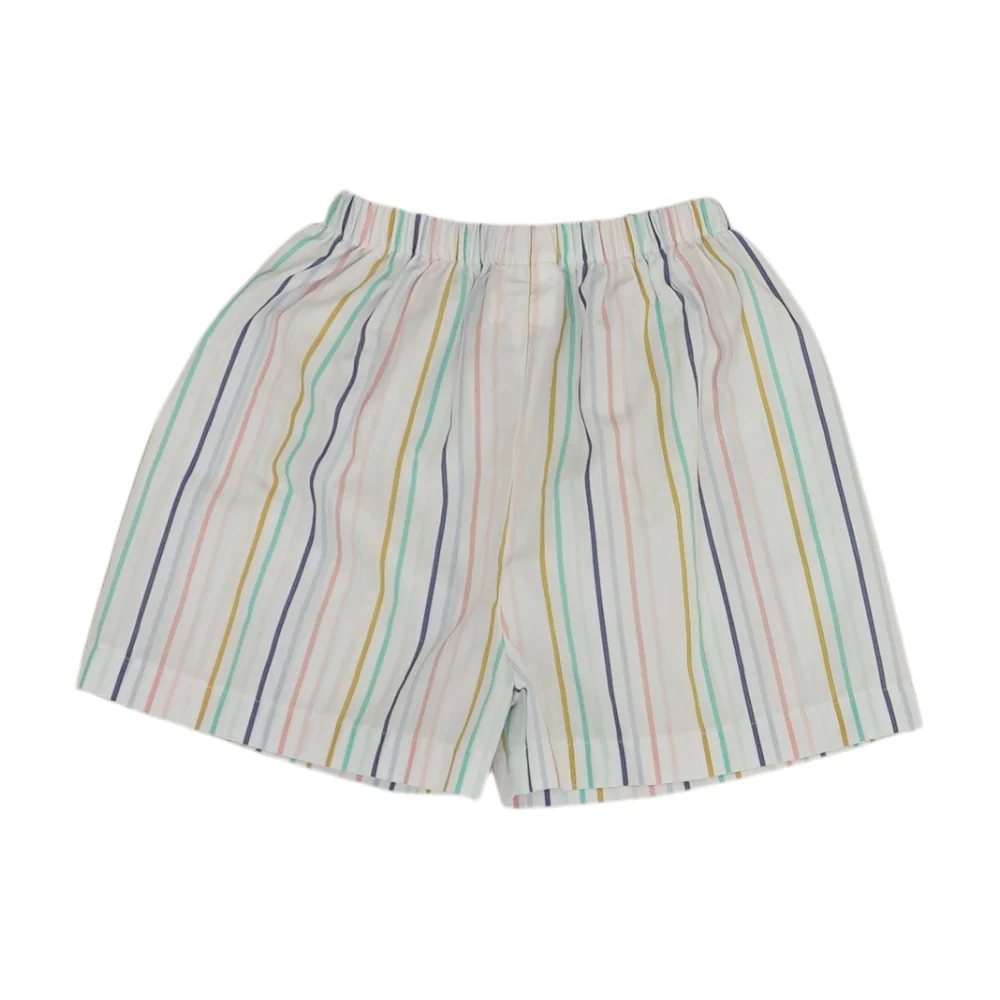 White Striped Knit Shorts - Image 2