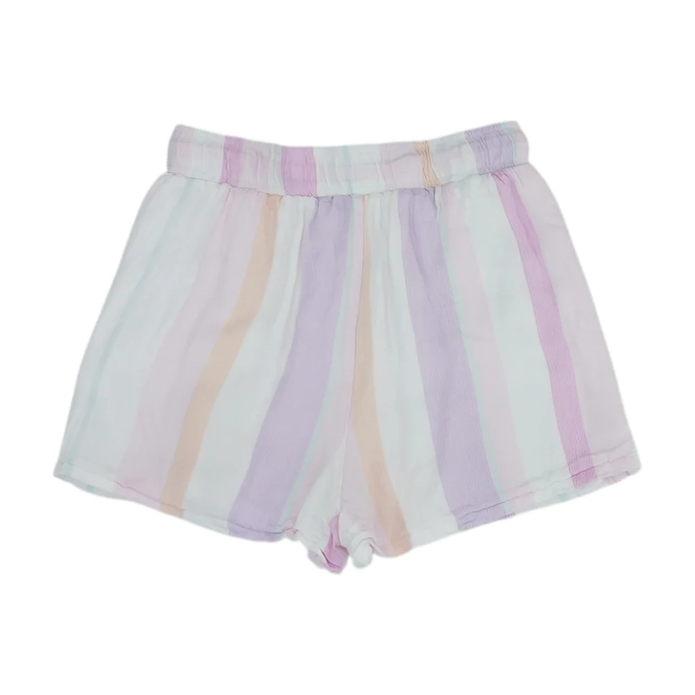 White Striped Knit Shorts - Image 2