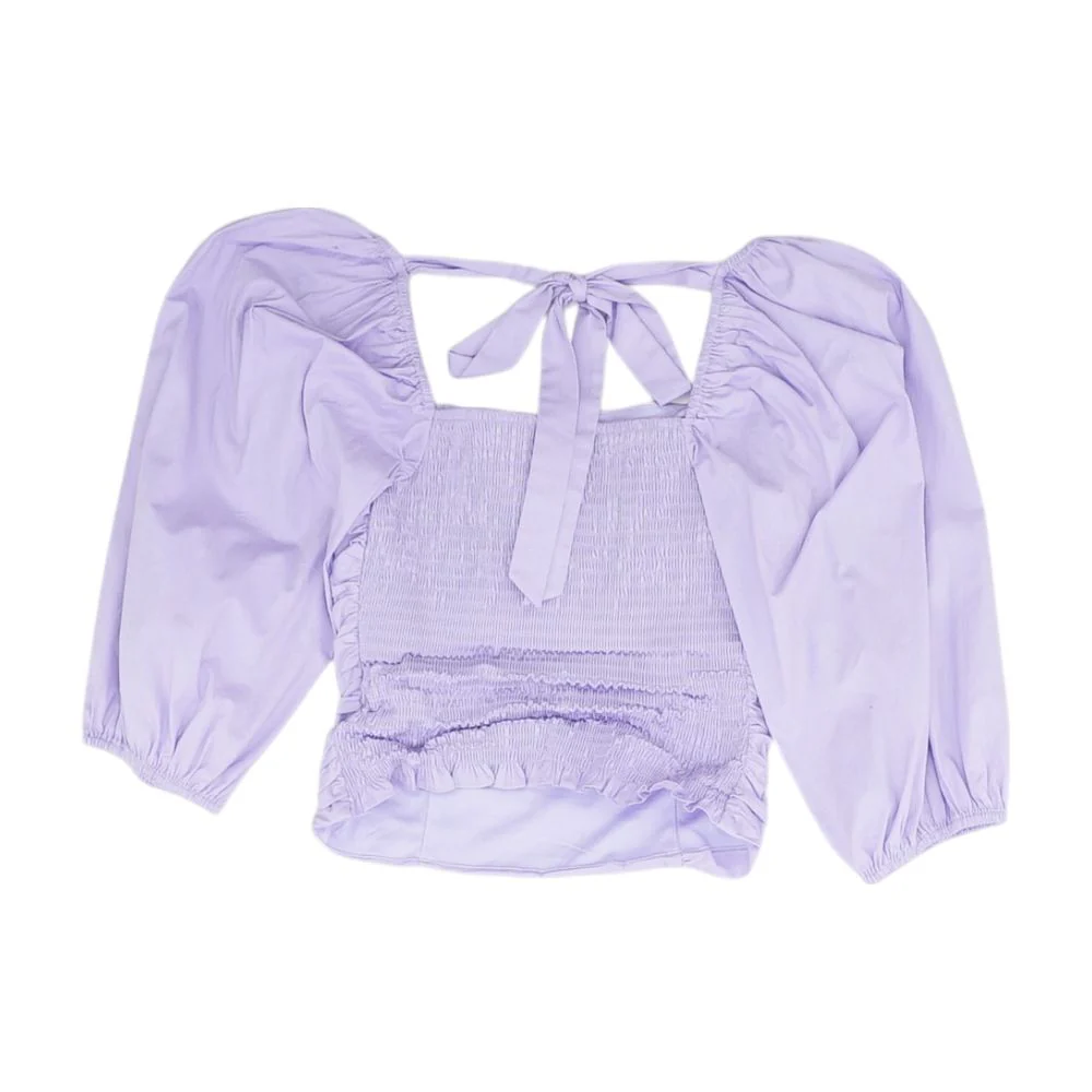 Lavender Solid Long Sleeve Blouse - Image 2