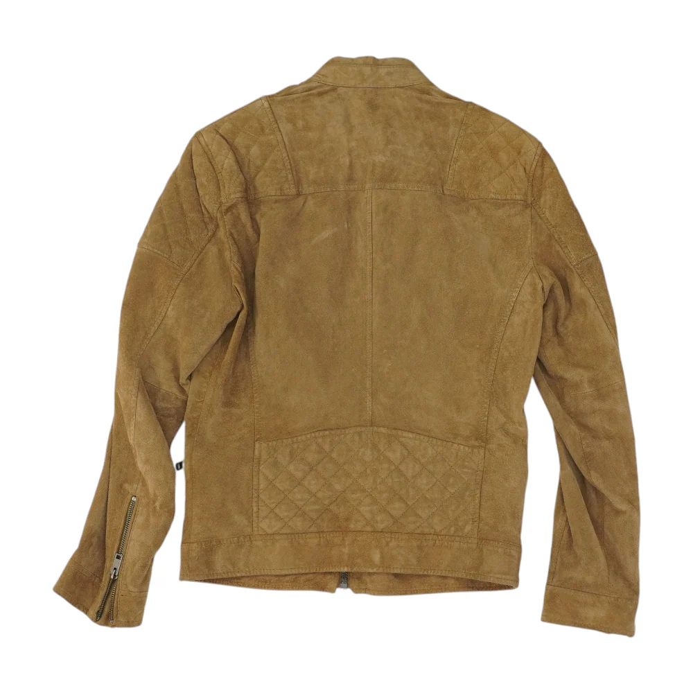Brown Solid Leather Jacket - Image 2