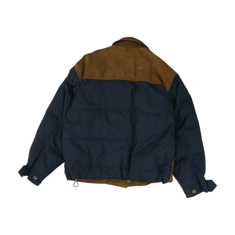 Brown Color Block Leather Jacket - Image 2