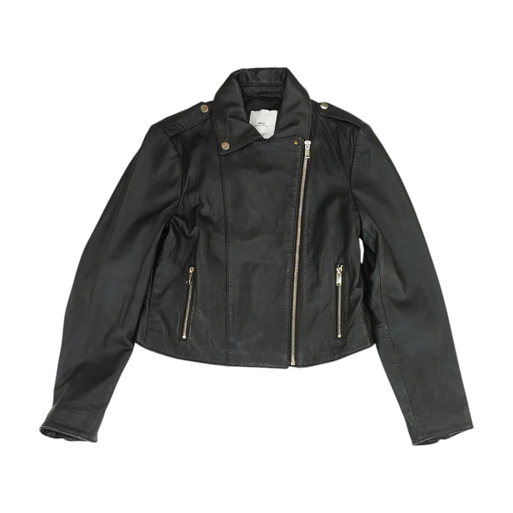 Black Solid Leather Jacket