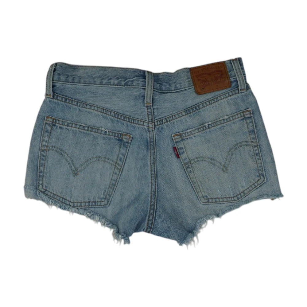 Blue Solid Denim Shorts - Image 2