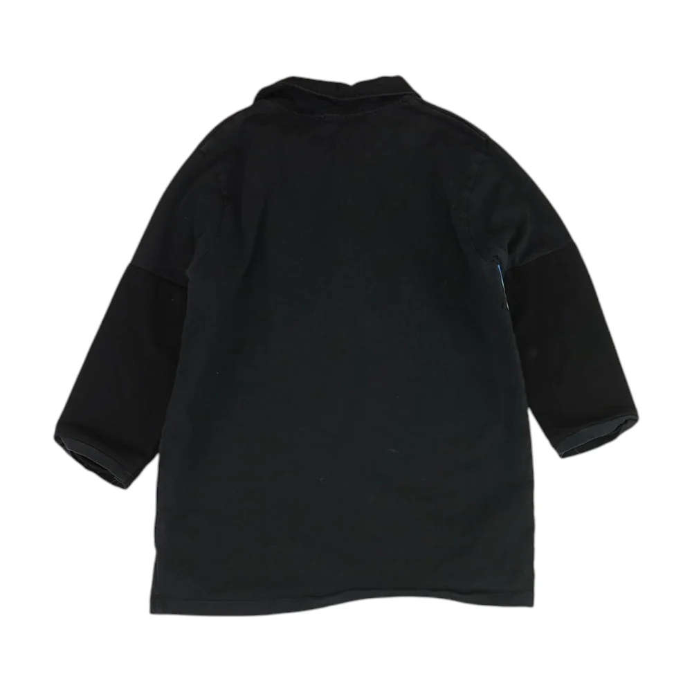 Black Color Block Long Sleeve Polo - Image 2