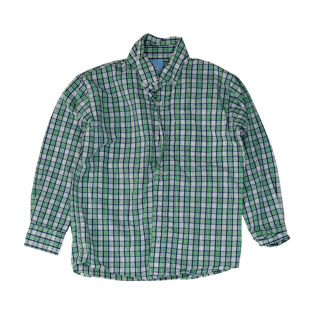 White Plaid Long Sleeve Button Down