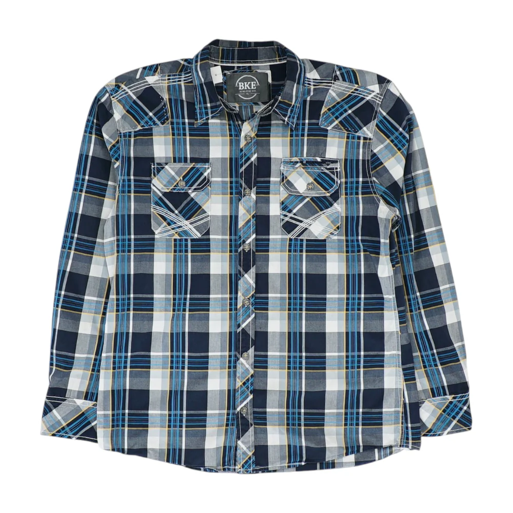 Blue Plaid Long Sleeve Button Down